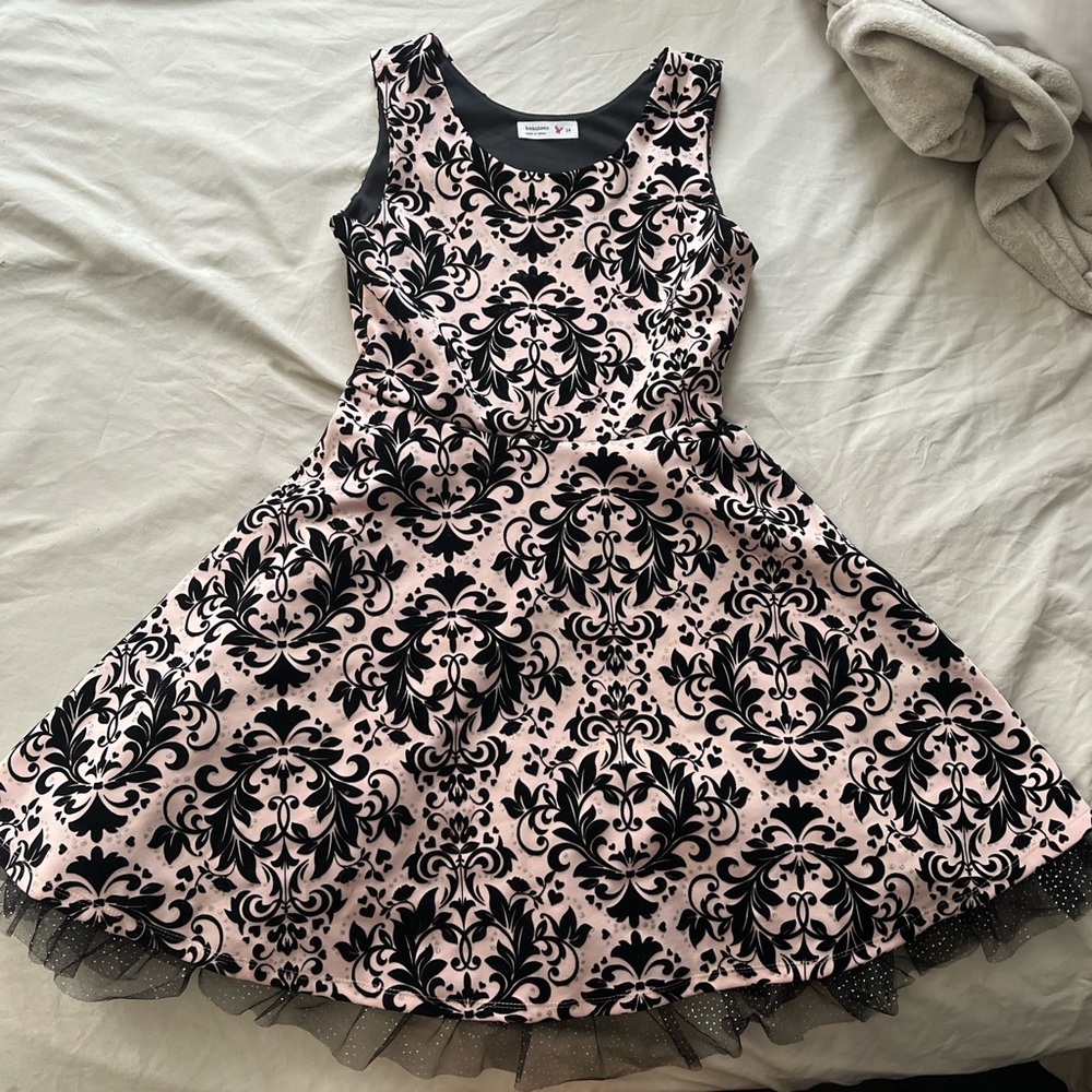 Beautees Black and Pink Formal Kids Dress